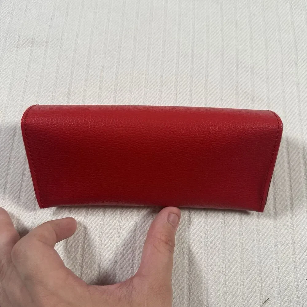 GUESS Red Faux Leather Eyeglasses Sunglasses Semi Hard Case
